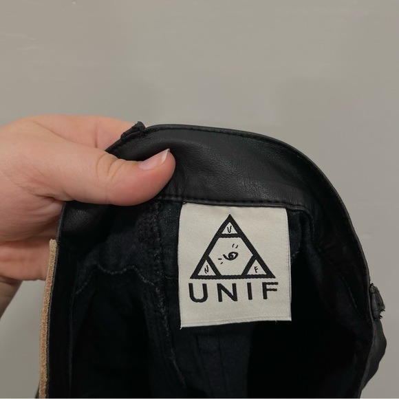 Dolls Kill UNIF Morrison Pants Faux Leather Black Zippers Skinny - Picture 6 of 8